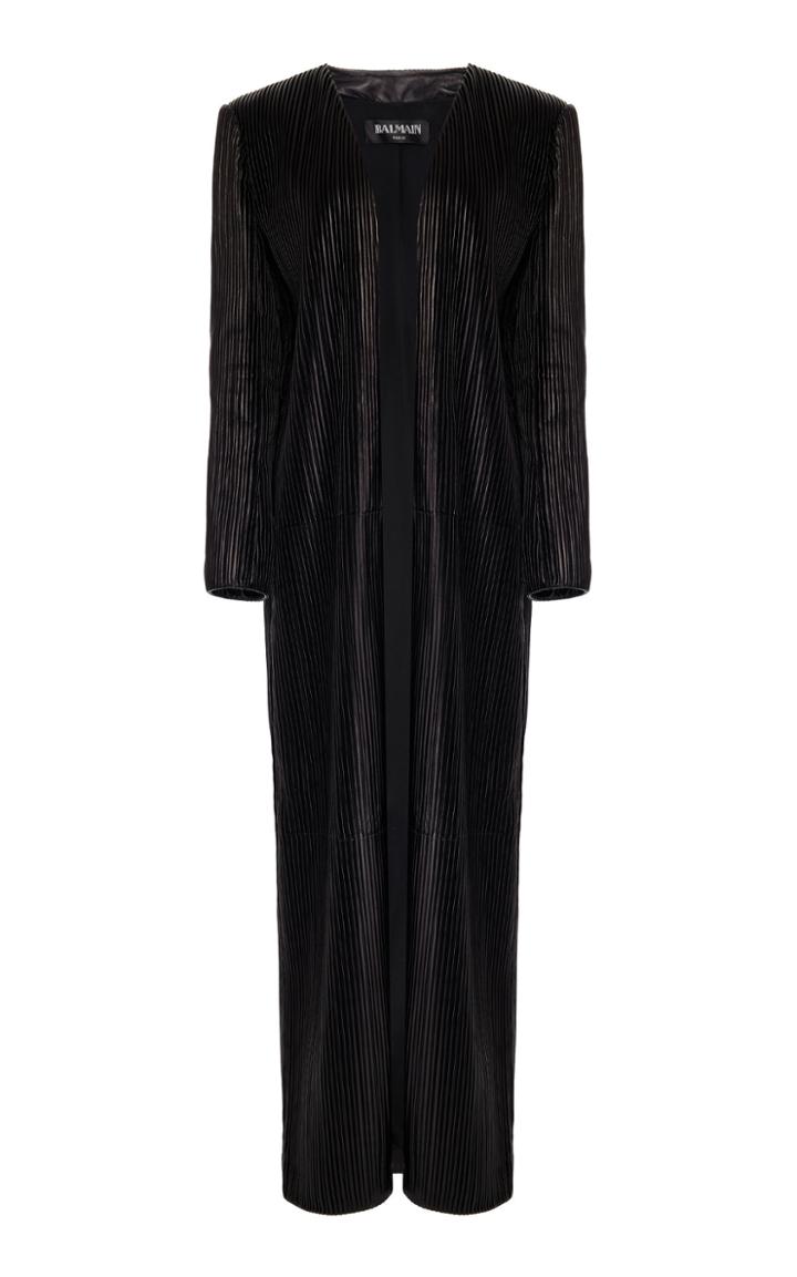 Balmain Pleated Leather Coat