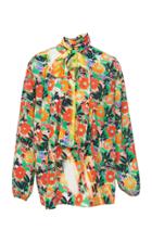 Prada Pussy-bow Floral Blouse