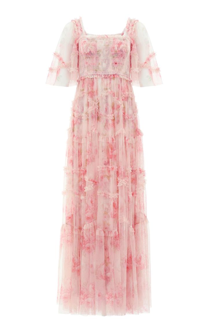 Needle & Thread Ruby Bloom Draped Tulle Gown