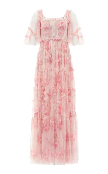 Needle & Thread Ruby Bloom Draped Tulle Gown
