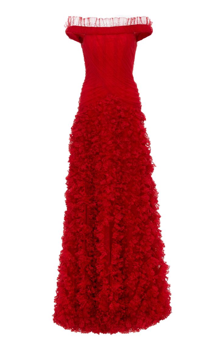 Rodarte Hand-draped Tulle And Lace-embroidered Gown
