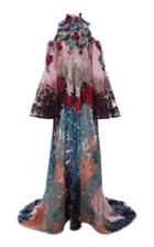Hussein Bazaza Beaded Lace Bell Sleeve Dress