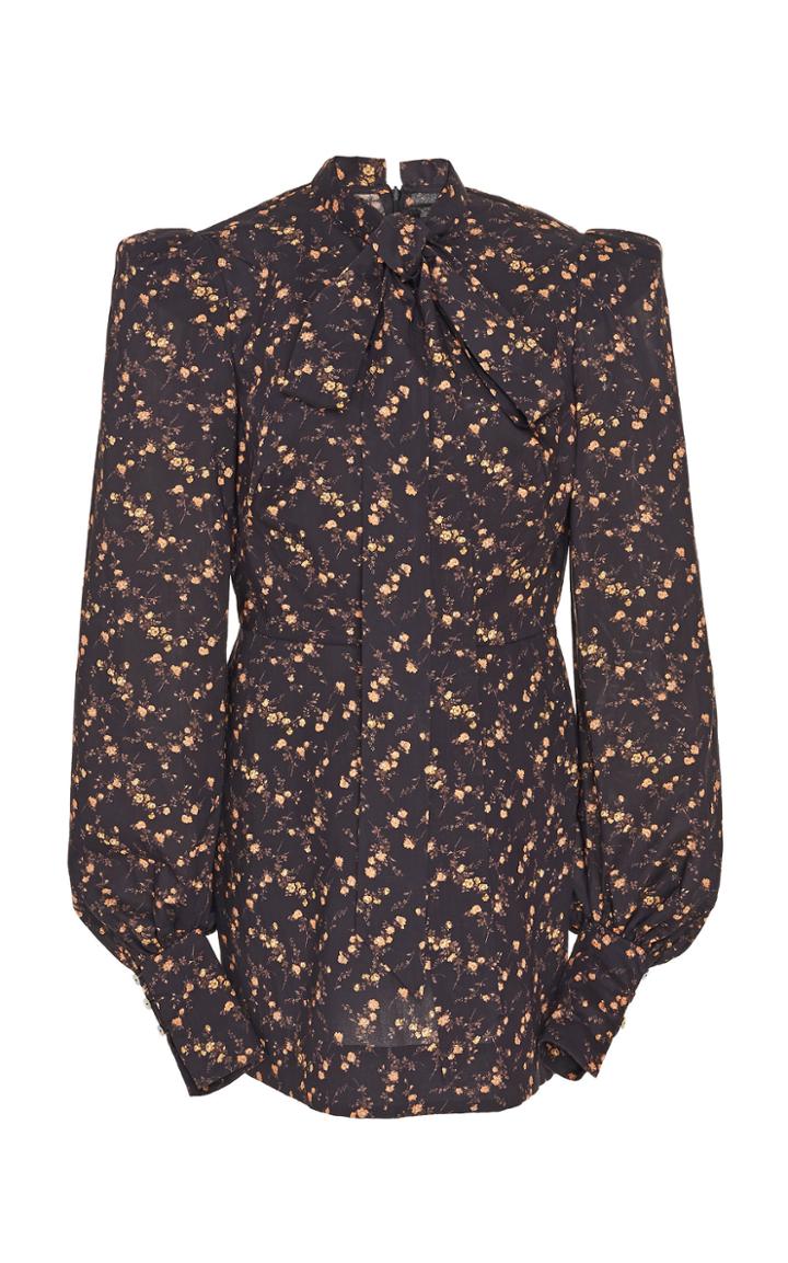 The Vampire's Wife Pussybow Floral-print Crepe Mini Dress Size: 10