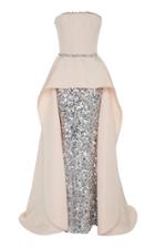 Elizabeth Kennedy Cascade Peplum Embroidered Gown
