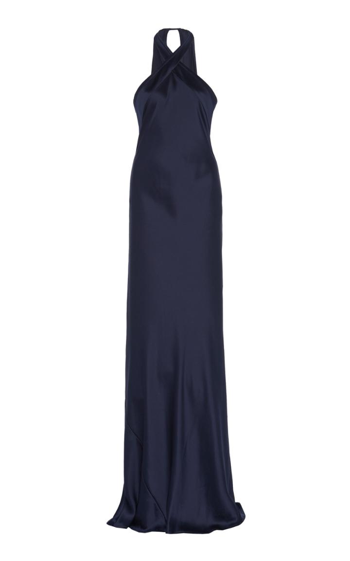 Galvan Eve Silk-satin Halterneck Gown