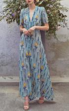 Luisa Beccaria Embroidered Short Sleeve Dress