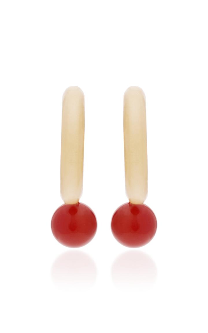 Sophie Monet Valentina Wood And Carnelian Hoop Earrings