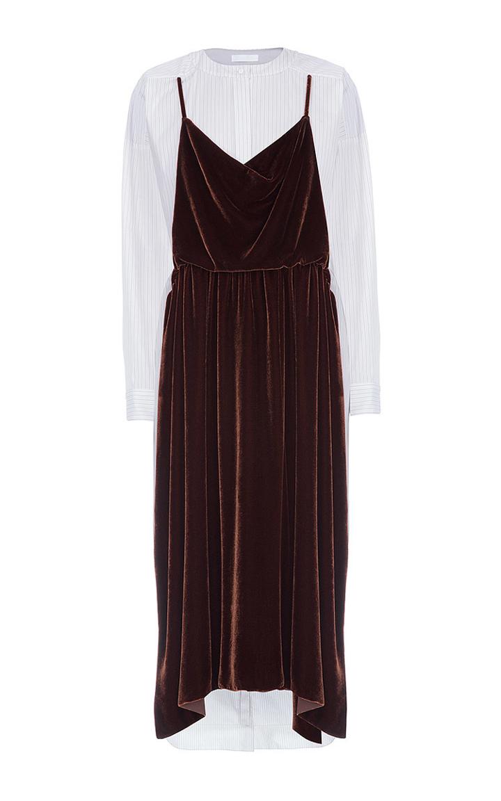 Lake Studio Long Sleeve Velvet Midi Dress