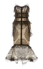 Pamella Roland Velvet-trimmed Strapless Lace Dress