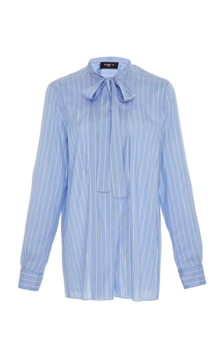Paule Ka Striped Tie Neck Blouse