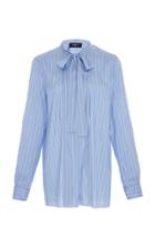 Paule Ka Striped Tie Neck Blouse