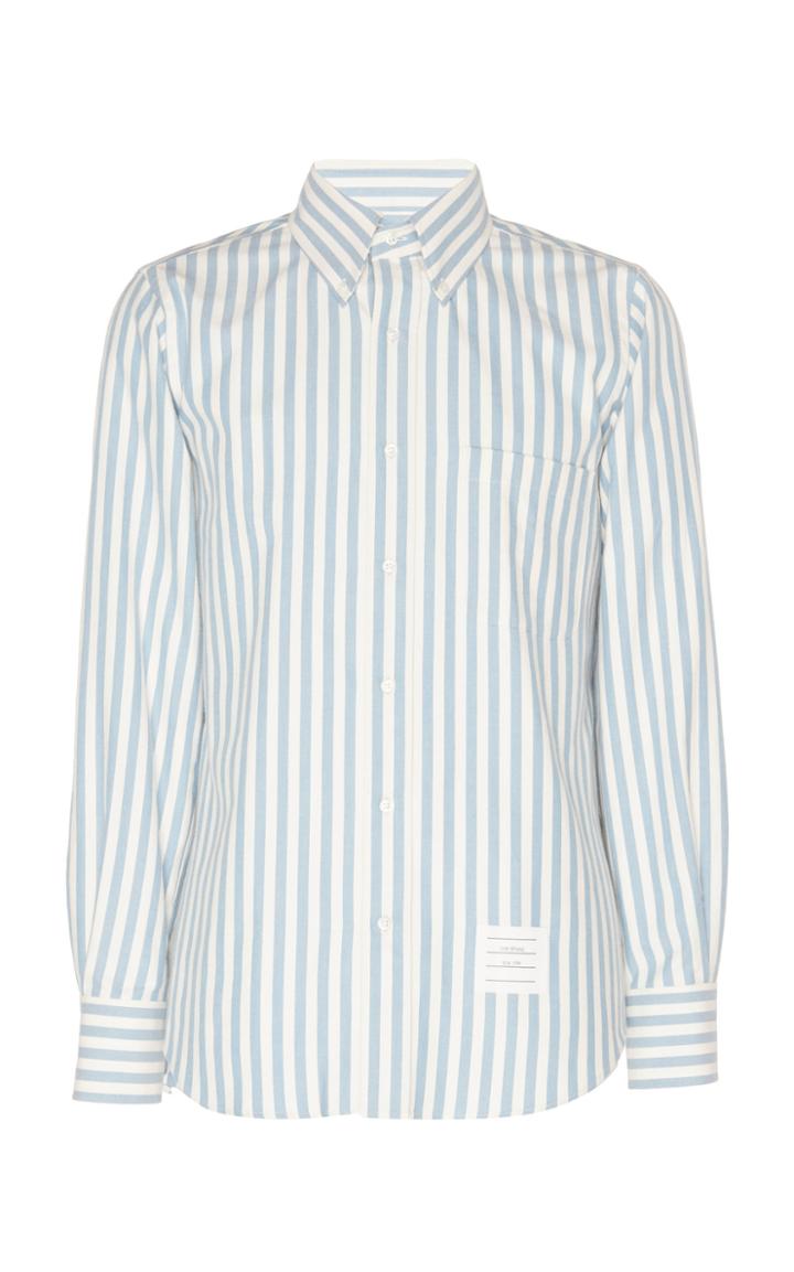 Moda Operandi Thom Browne University Striped Herringbone Cotton Shirt Size: 1