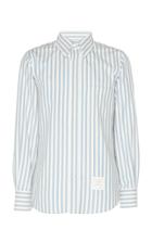Moda Operandi Thom Browne University Striped Herringbone Cotton Shirt Size: 1