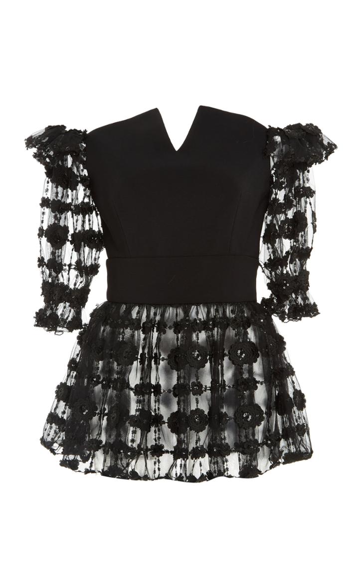 Christian Siriano Floral Sequin Off The Shoulder Peplum Top