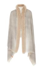 Ama Pure Beige Fur Trim Scarf