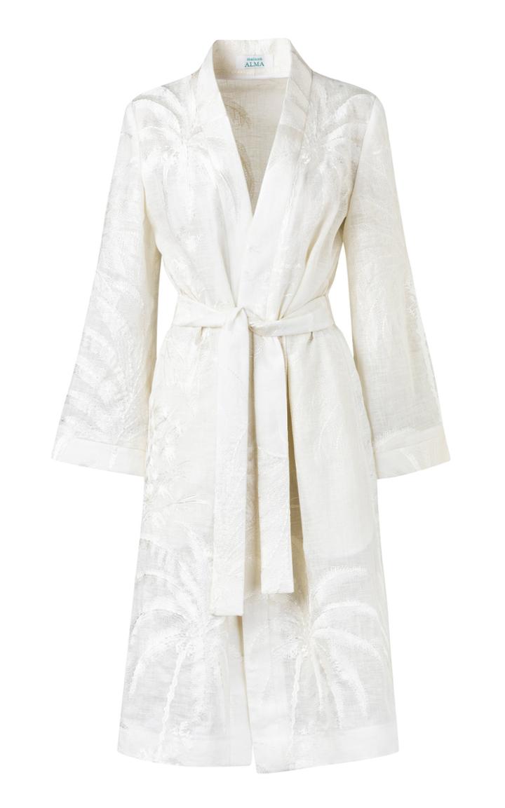 Maison Alma Playa Blanca Embroidered Wrap Coat