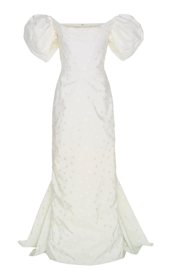 Zac Posen Puff-sleeve Taffeta Gown