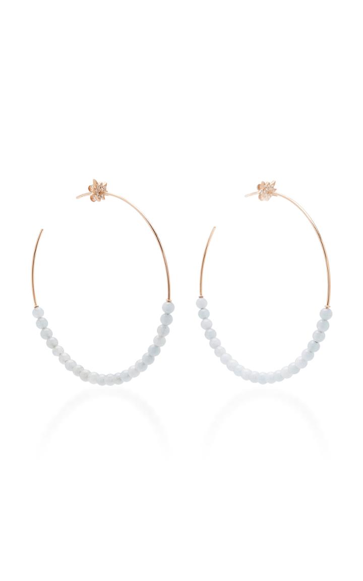 Diane Kordas Explosion Motif Aquamarine Hoops