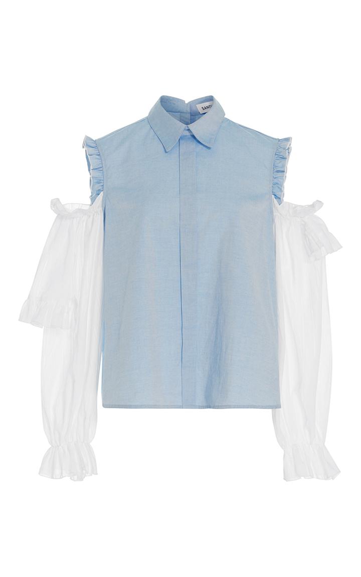 Sandy Liang Flipper Cold Shoulder Shirt