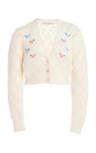 Moda Operandi Alessandra Rich Wool Cardigan With Floral Details