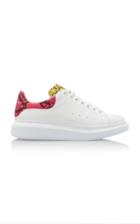 Alexander Mcqueen Snake-effect Trimmed Leather Sneakers