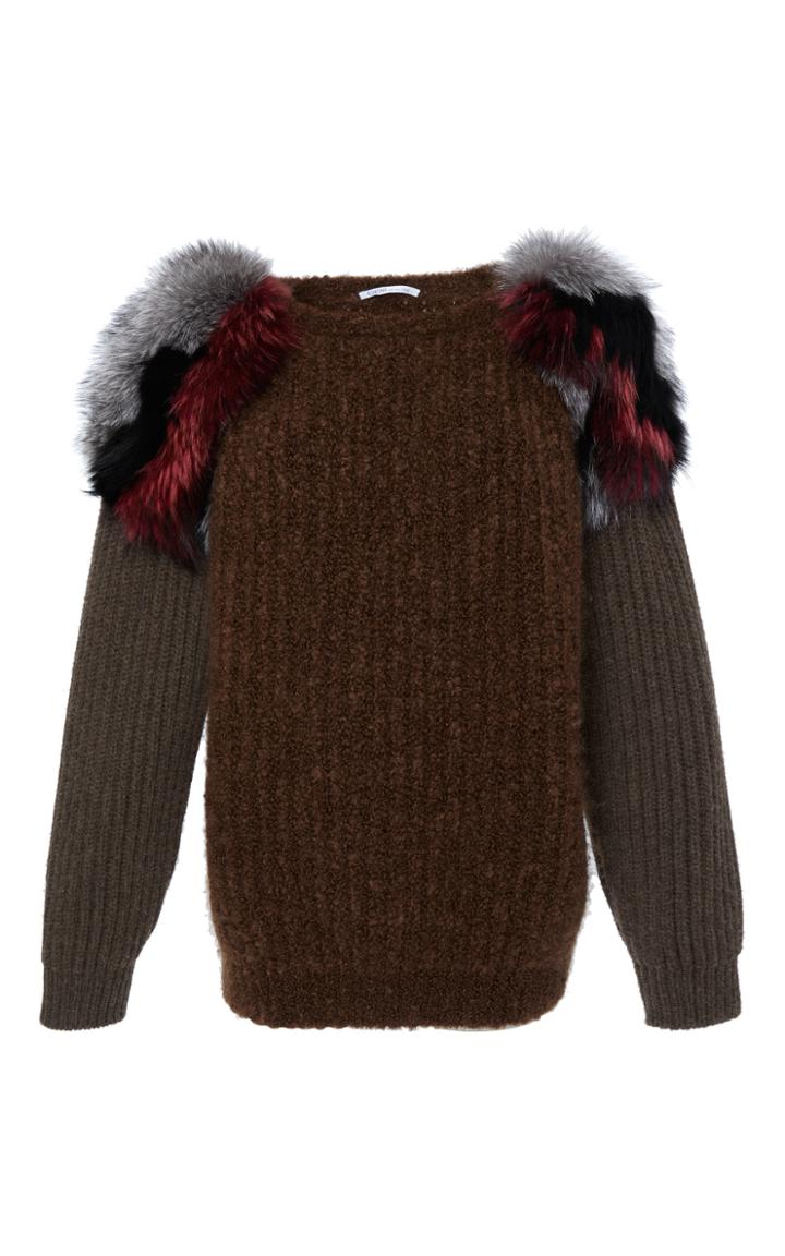 Agnona Fox Fur Patch Sweater