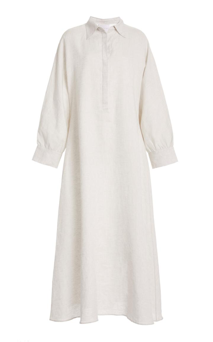 Asceno The Porto Linen Maxi Shirt Dress