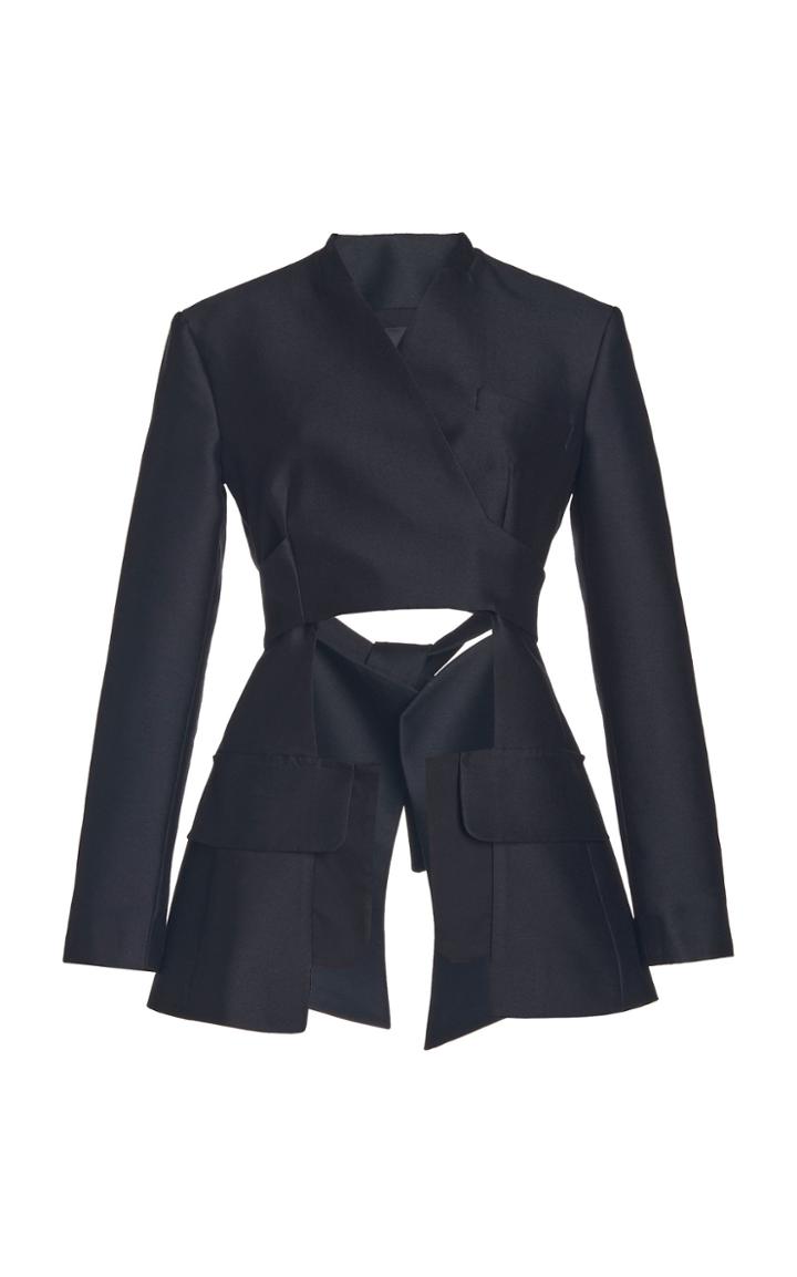 Moda Operandi A.w.a.k.e. Mode Cutout Wool-silk Wrap Jacket