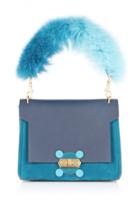 Anya Hindmarch Blue Bathurst X Bag With Fox Fur Handle