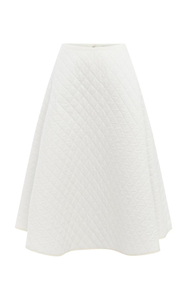 Lee Mathews Olive Quilted Cotton-blend Midi Skirt