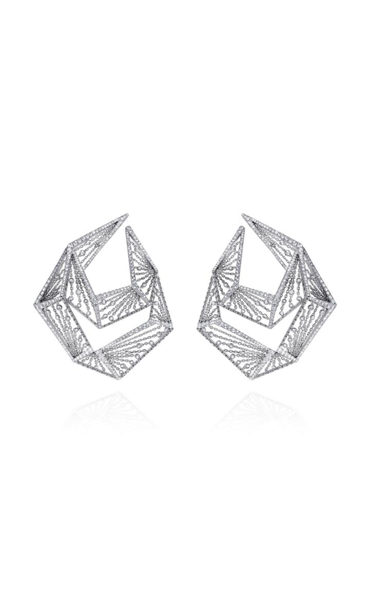 Mike Joseph White Gold And Diamond Chain Earrings