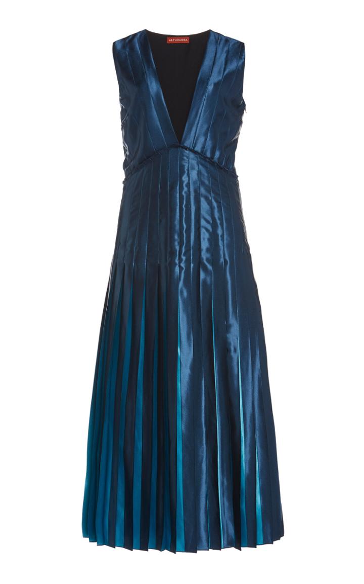 Moda Operandi Altuzarra Bonnie Pleated Satin Dress