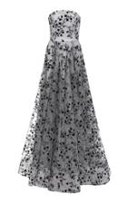 Christian Siriano Floral Metallic Tulle Strapless Gown