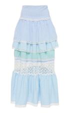 Luisa Beccaria Two-tone Cotton Blend Tiered Skirt
