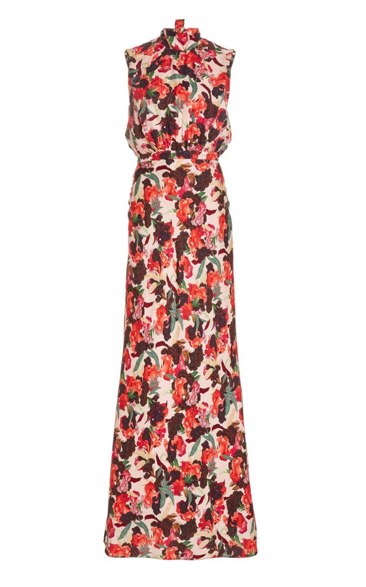 Moda Operandi Saloni Fleur Embellished Silk Dress