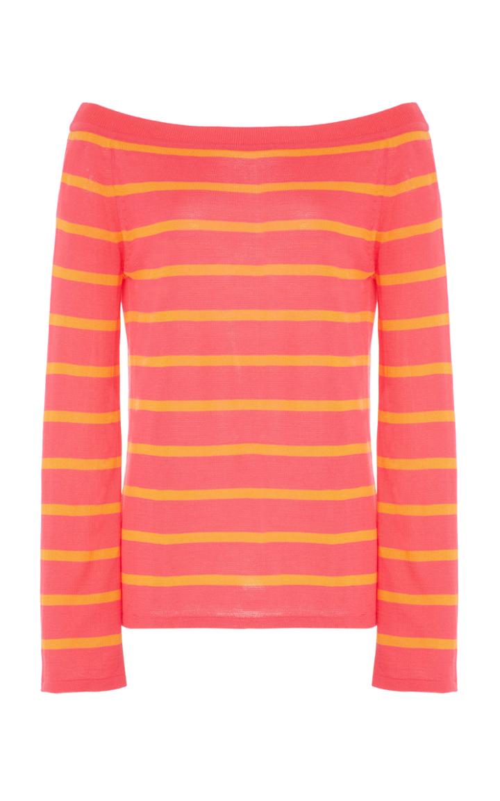 Goen.j Off-the-shoulder Striped Knit Top