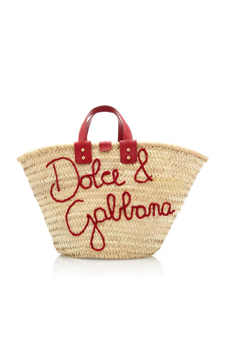 Dolce & Gabbana Blooming Logo Raffia Top Handle Tote