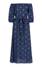 Dima Ayad Polka Dot Cotton Blend Off The Shoulder Dress