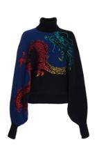 Balmain Rainbow Dragon Turtleneck Jacquard-knit Sweater