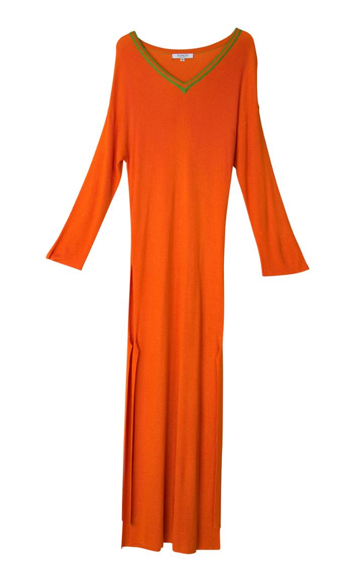 Tuinch V-neck Cashmere Blend Long Sleeve Dress