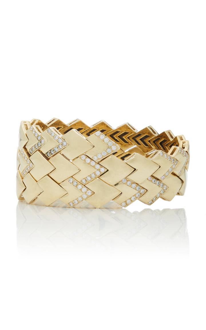 The Last Line Triple Warp 14k Yellow Gold And Diamond Bracelet