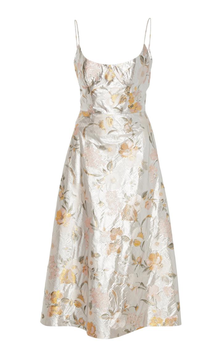 Markarian Bias-cut Lam Midi Corset Dress