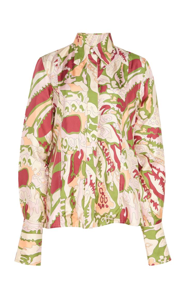 Victoria Beckham Printed Silk Button-down Blouse