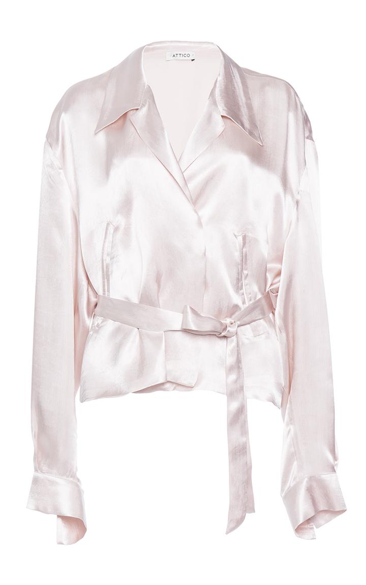 Attico Andrea Silk Satin Bomber Shirt