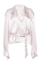 Attico Andrea Silk Satin Bomber Shirt