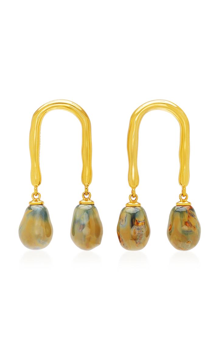 Fvermuelen Horseshoe 18k Gold-plated And Porcelain Earrings