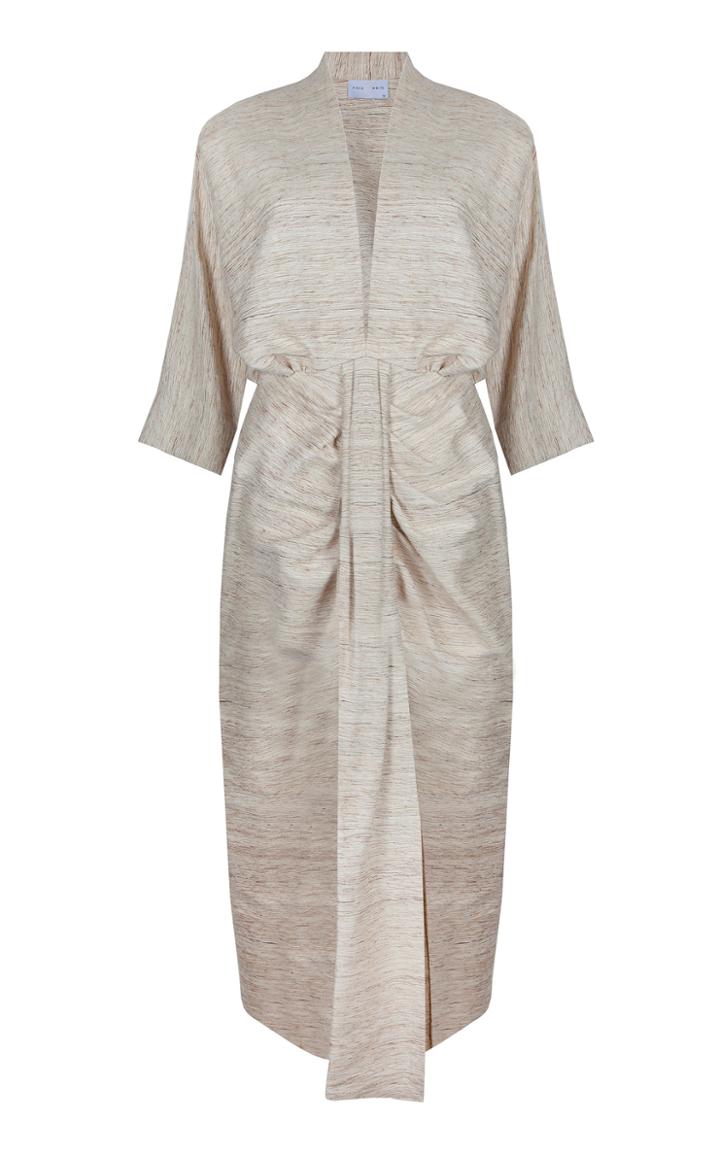 Moda Operandi Piece Of White Audrey Raw Silk V-neck Dress