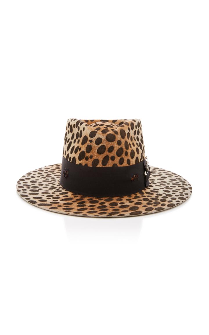 Nick Fouquet Lynx Printed Ribbon-trimmed Felt Hat