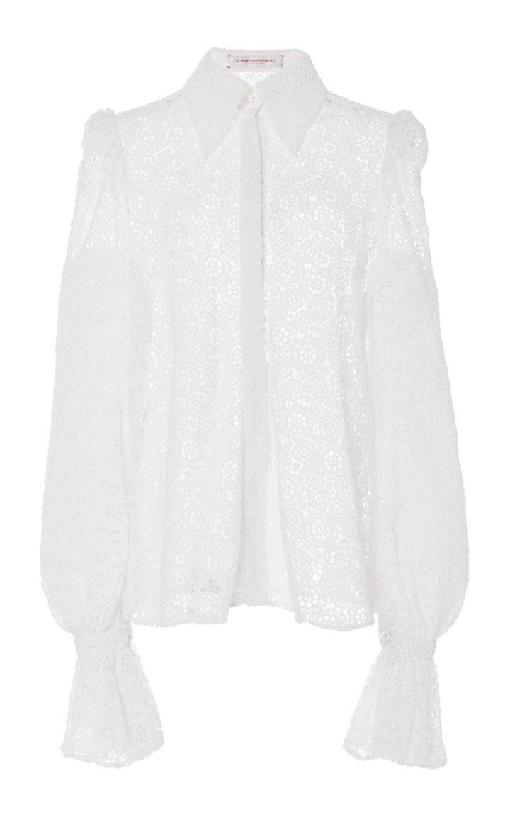 Carolina Herrera Puff-sleeve Cotton-blend Shirt