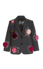 Moda Operandi Libertine Velvet Roses Appliqued Stretch-wool Blazer